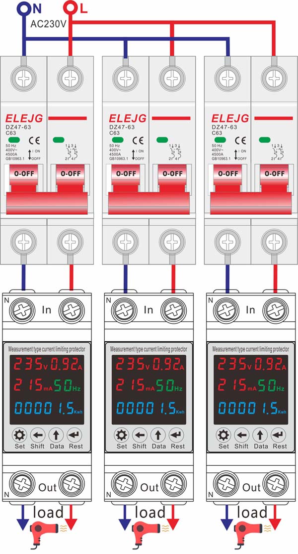 Automatic reconnection energy metering protector,Application plan: b