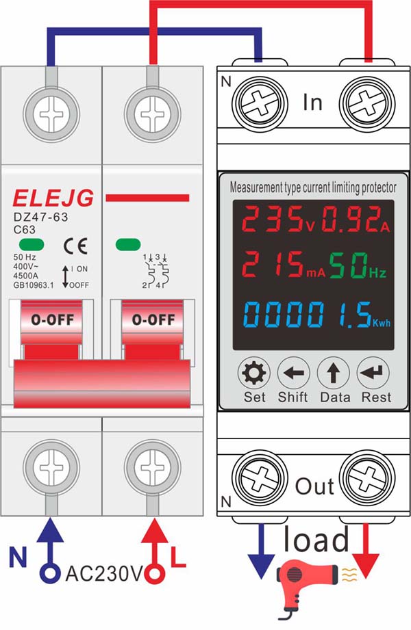 Automatic reconnection energy metering protector,Application plan: a