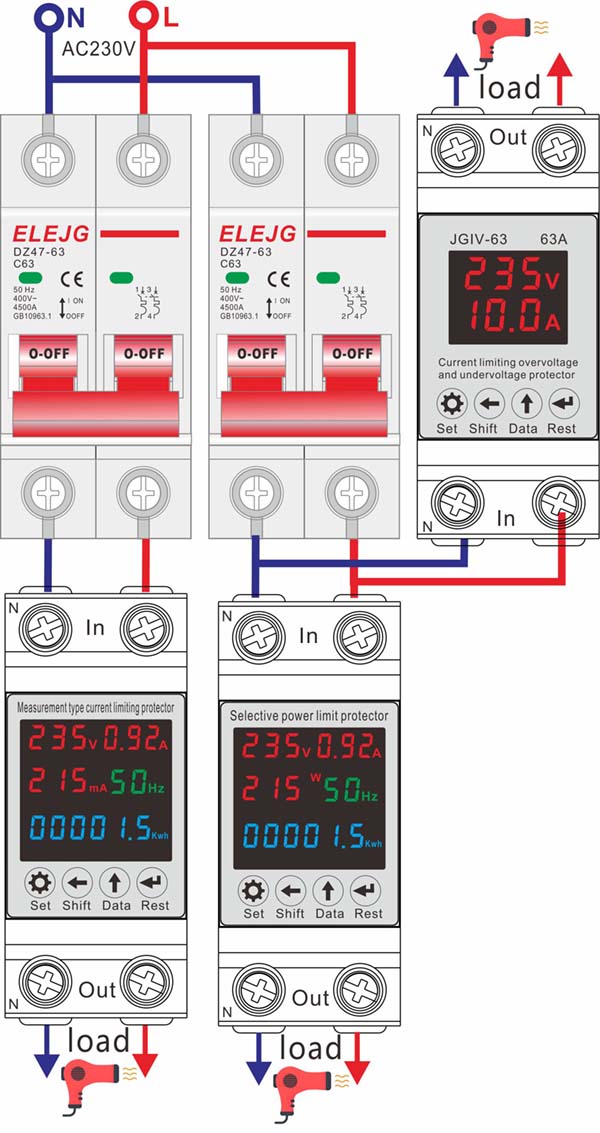 Automatic reconnection energy metering protector,Application plan: c