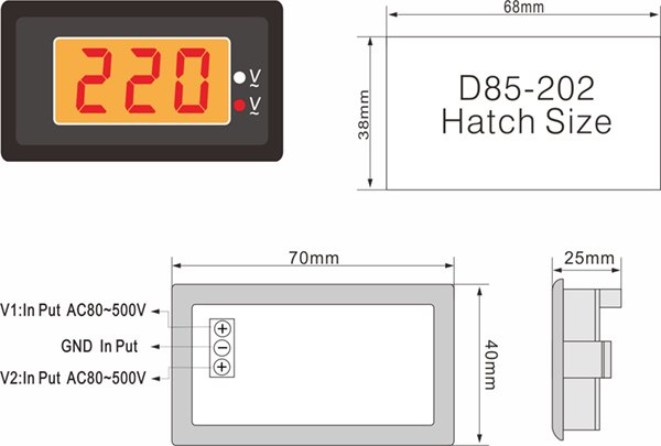 D85-2020 Dual voltage meter AC80-500V