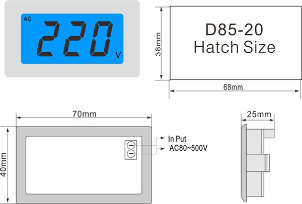 D85-20 voltmeter AC80-500V